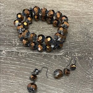 Kenneth Cole Metallic Brown and Black Beaded Bracelet Set